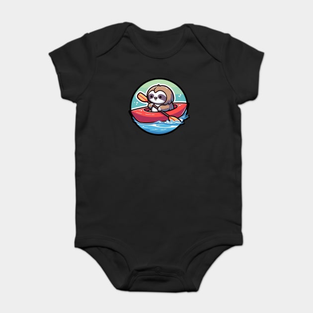 Kayaking Sloth Manga Design - Adorable River Adventure Baby Bodysuit by Yesteeyear